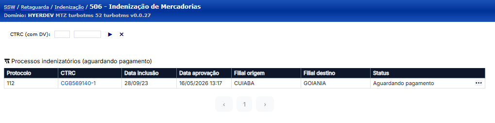 Tela da opção 475 com campos preenchidos pelo TurboTMS