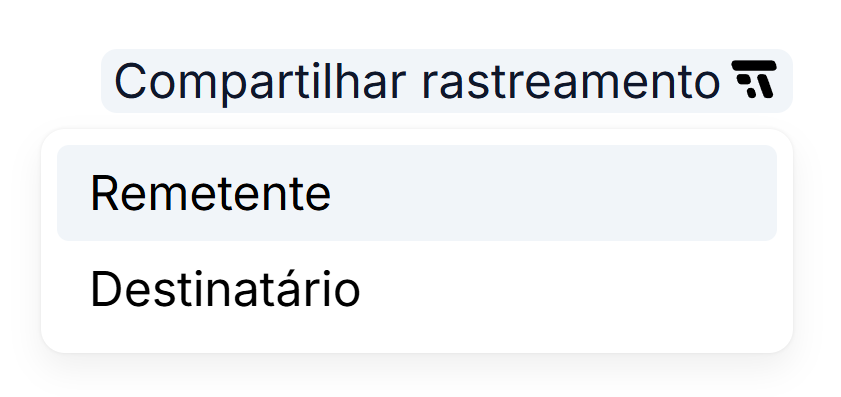 Botão “Compartilhar rastreamento” na tela do CTRC na opção 101